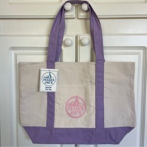New Trader Joes Large Purple Lavender Canvas Tote 2026